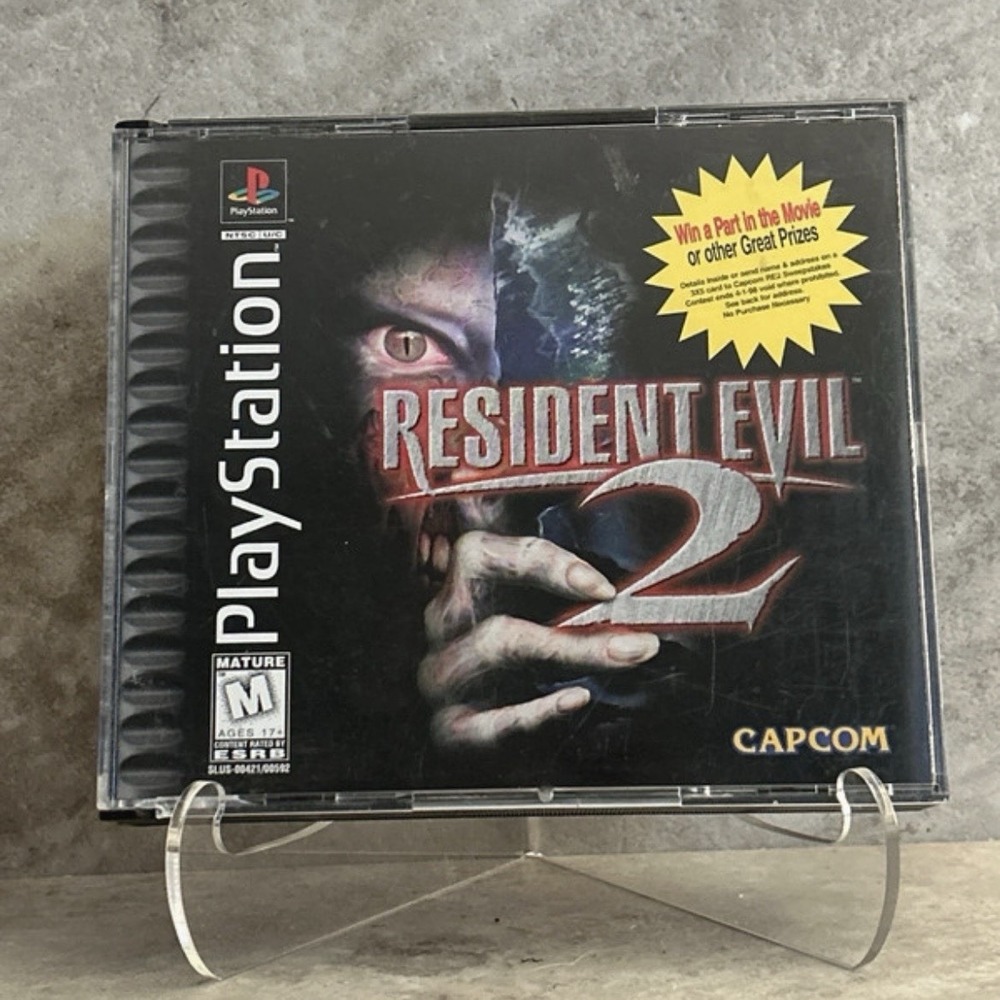 Resident Evil 2 Sweepstakes PS1 PlayStation 1 Black Label No Manual Case Damage